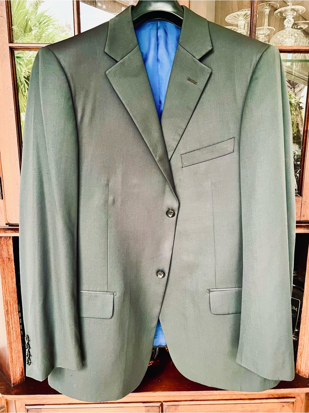 Italian Super 150's Reda Fabric Men's Dark Green Suit Blazer Jacket